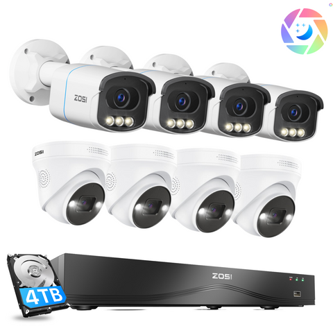 C186/C225 4K Full-Color Security Camera System(32CH Expandable) + 4TB Hard Drive