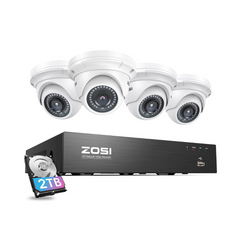 C429 5MP PoE Security System + 4K 8 Channel PoE NVR + 2TB Hard Drive Zosi