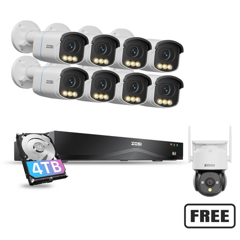 C186 5MP 16 Channel True Color Night Security System + NVR Support Dual Hard Drive + 4TB HDD