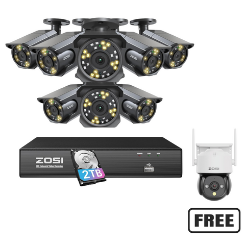 C105 4K 8 Channel 8 Cam Security System + Up to 8 Cameras + 2TB Hard Drive