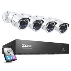 C261 5MP Security System + Up to 8 Cameras + 4K 8CH PoE NVR + 2TB Hard Drive Zosi