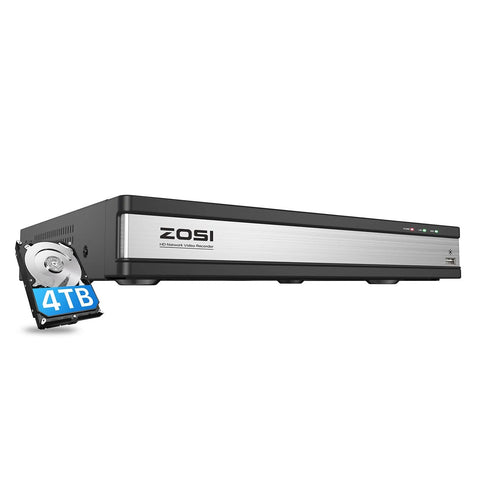 4K 16 Channel Network Video Recorder PoE NVR + 4TB Hard Drive(ZR16HK)