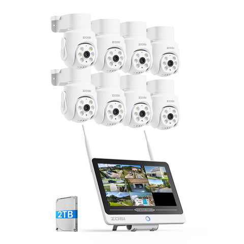 C280 5MP 8CH Wi-Fi 6 PT Security Camera System + 12 Inch Monitor