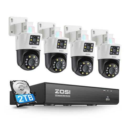 C298 Dual-Lens PT PoE Camera System + 8CH 4K PoE NVR + 2TB HDD