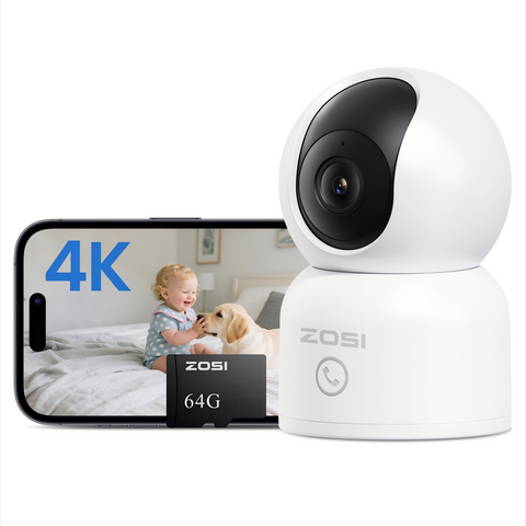 C518 4K 8MP PTZ 2.4GHz/5GHz WiFi Security Camera + 64GB Local Storage