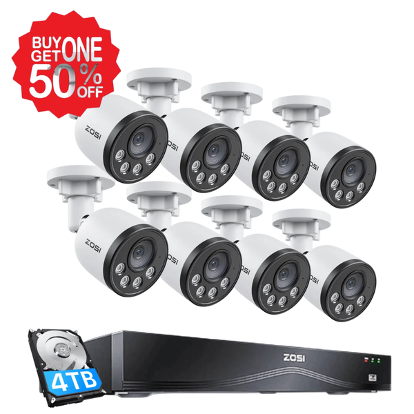 [2*System] C180 4K PoE Security Camera System + 4K 16CH PoE NVR + 4TB Hard Drive
