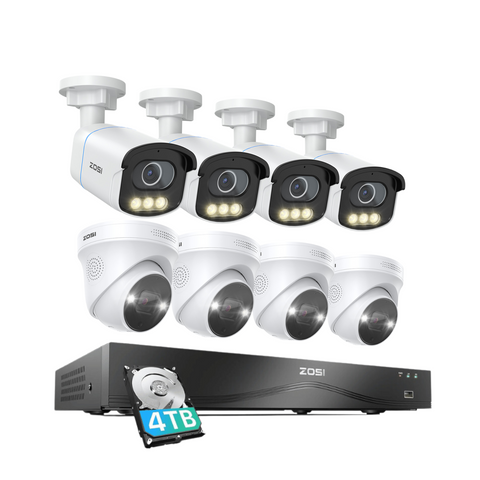 C186/C225 4K Full-Color Security Camera System(32CH Expandable) + 4TB Hard Drive