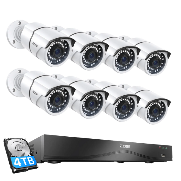 C261 5MP PoE Security Camera System + 4K 16CH PoE NVR with 4TB HDD