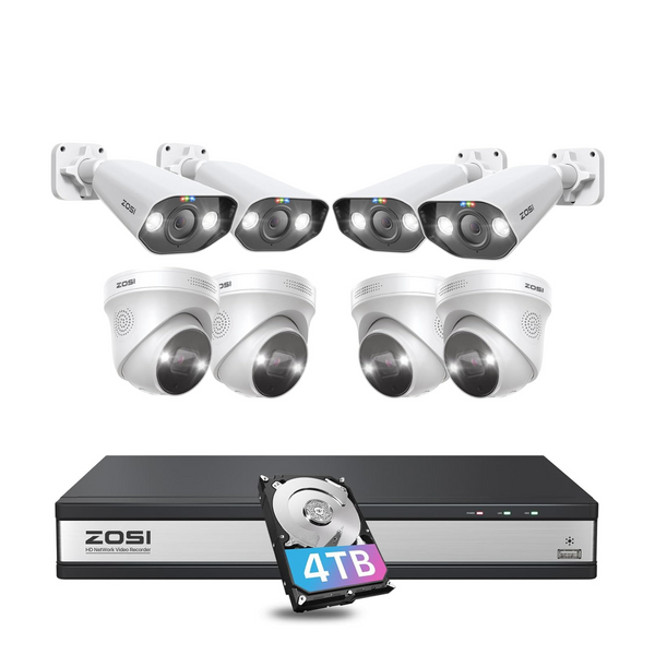 C182/C225 5MP 8-Cam Security System + 4K 16CH PoE NVR + 4TB Hard Drive