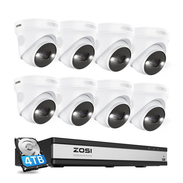 C225 4K 16 Channel 8-Cam PoE NVR System + 4TB Hard Drive Zosi