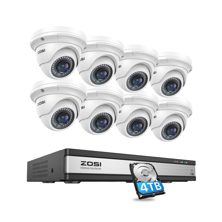 C429 5MP 16 Channel PoE 8-Camera System+80ft Infrared Night Vision Zosi