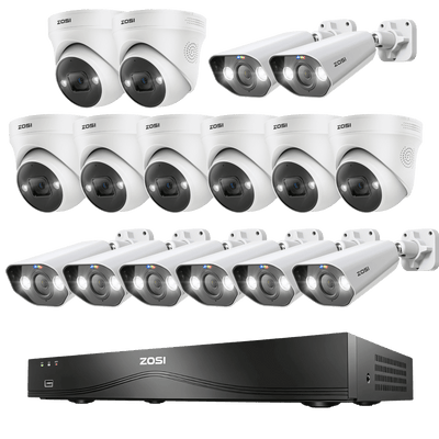 C182 & C225 4K PoE Security Camera System + 16CH 2-Bay NVR with 4TB Hard Drive