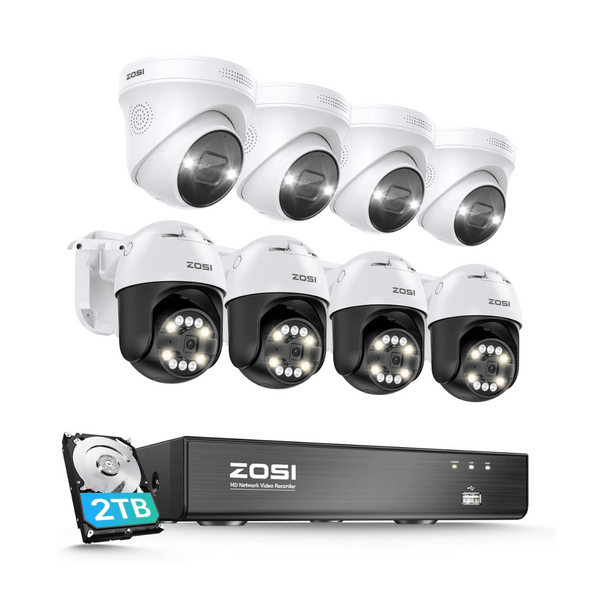 C296 / C225 / C182 4K Security Camera System + 8-Channel PoE NVR + 2TB Hard Drive