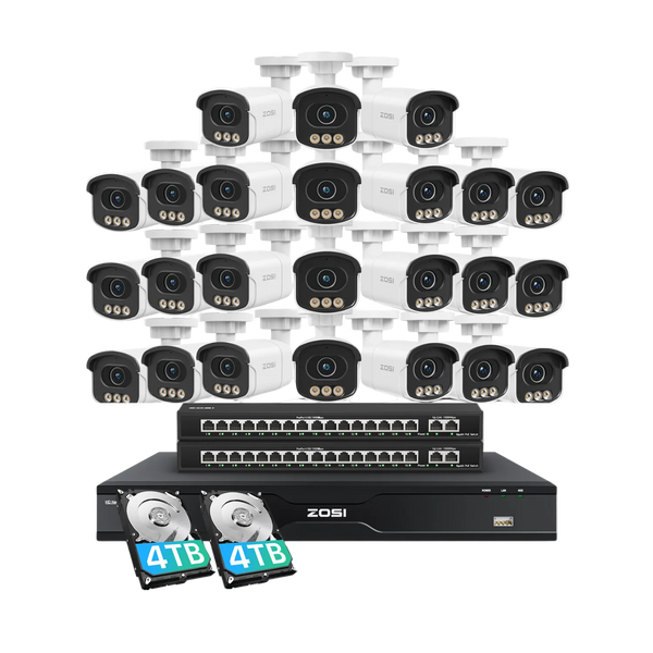 C186A 32-Channel 4K PoE Security System with True Color Night + Max. 16TB HDD