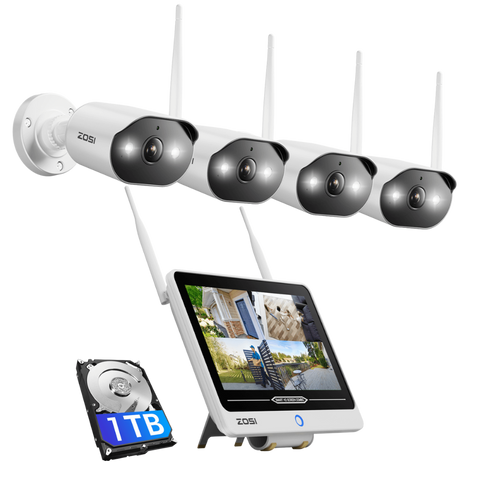 C302 WiFi-6 3MP 8CH Security Camera System + 12 inch LCD Monitor + 2TB HDD