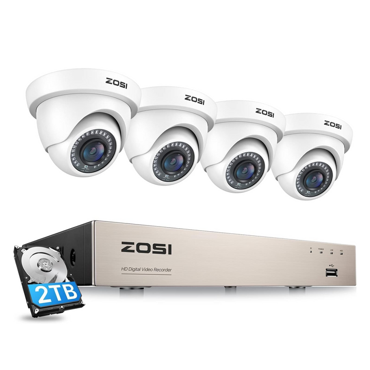 C419 2MP 8 Channel Analog Security System + Optional 2TB Hard Drive Zosi