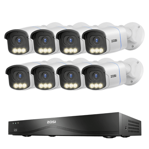 C186A 4K 16 Channel True Color Night Security System + 16CH PoE NVR with 4TB Hard Drive