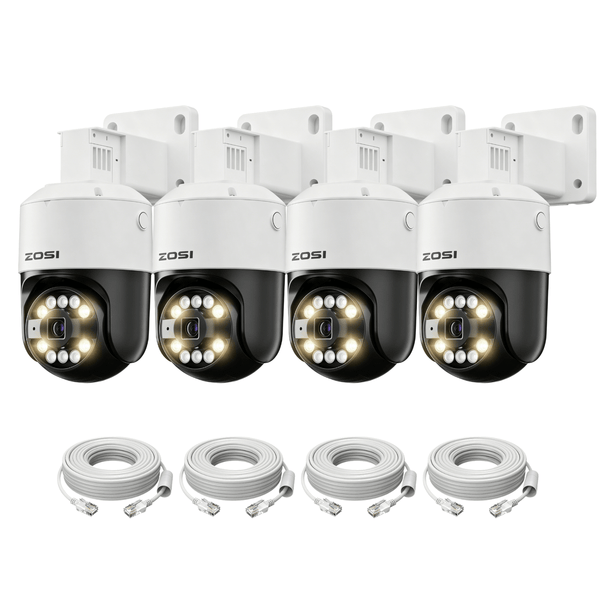 C296B 2pack/4pack 5MP PTZ PoE IP Camera + 60ft Ethernet Cable
