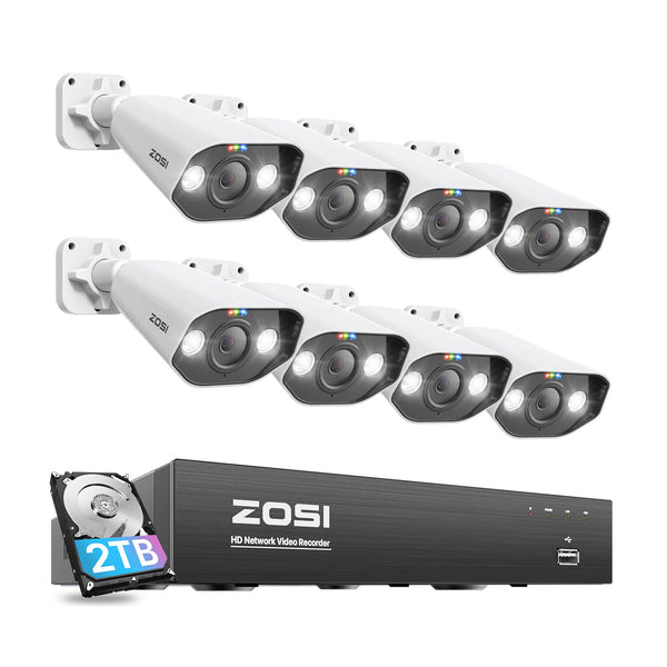 C182 4K 8 Channel Camera System + Up to 8 Cameras + 2TB Hard Drive Zosi