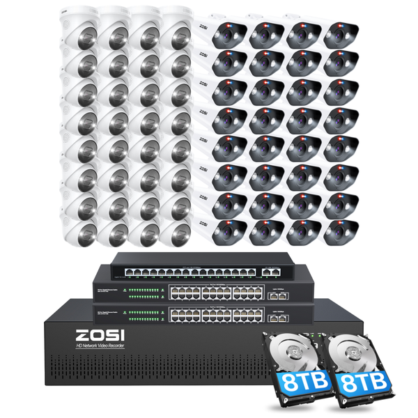 C182/C225 64 Channel 4K PoE Security Camera System for Business + Include 16TB HDD