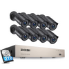 C261 8 Channel 2MP Security Camera System with Audio + Optional 2TB Hard Drive Zosi