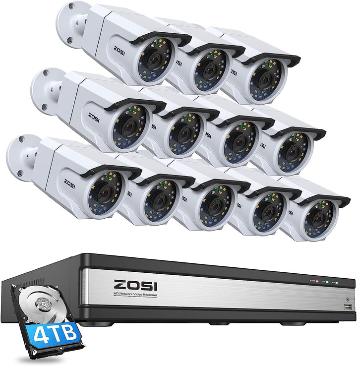 C105 4K 16 Channel Security System + Up to 16 Cameras + 4TB Hard Drive Zosi