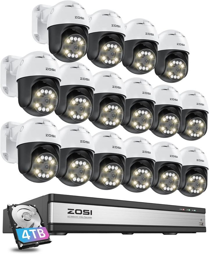 C296 5MP 16 Channel Pan-Tilt PoE Security System + 4TB Hard Drive Zosi