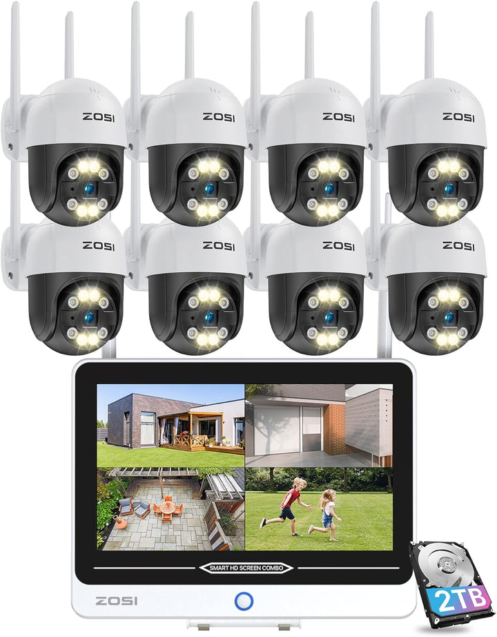 C289 3MP Pan-Tilt WiFi Security System + 12.5 inch LCD Monitor +1TB/2TB HDD Zosi