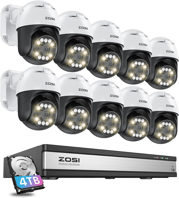 C296 5MP 16 Channel Pan-Tilt PoE Security System + 4TB Hard Drive Zosi