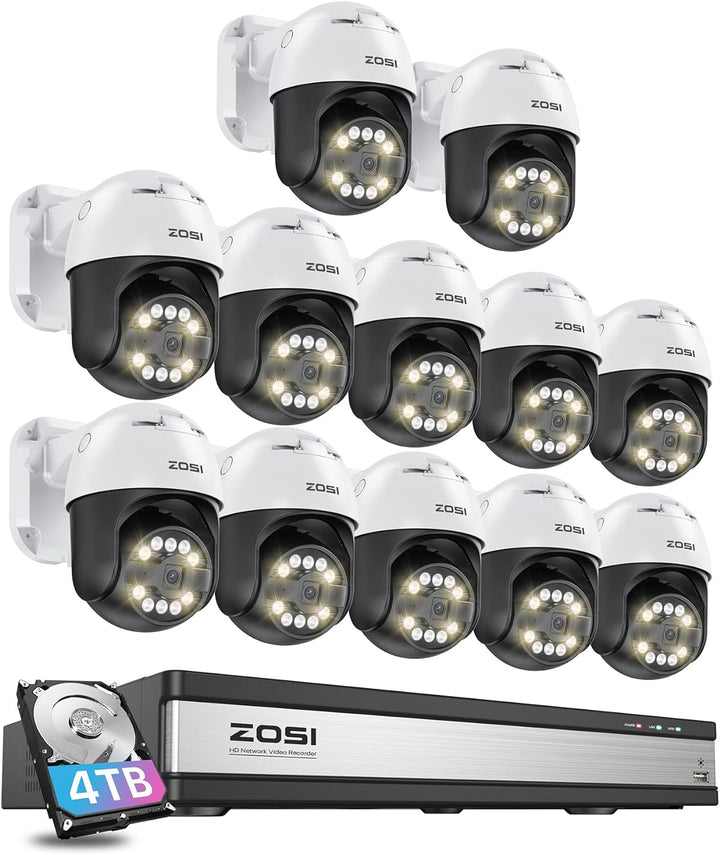 C296 5MP 16 Channel Pan-Tilt PoE Security System + 4TB Hard Drive Zosi