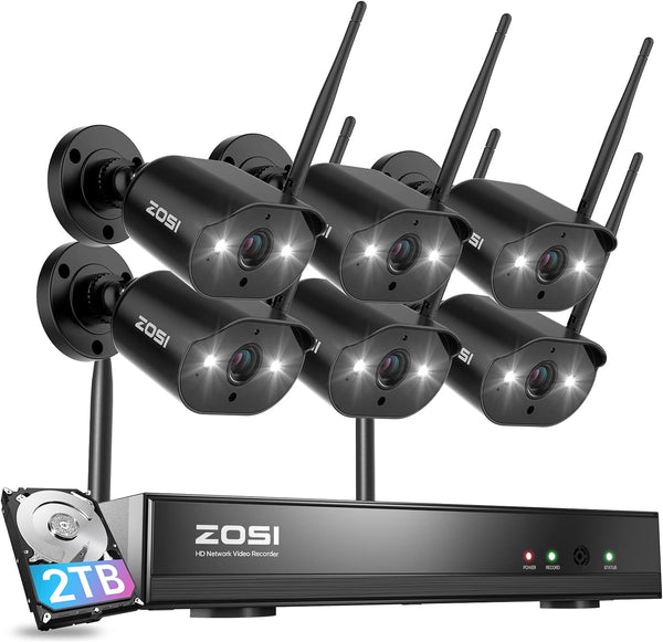 C302 3MP 8-Channel 6 Cameras WiFi Security System + 2TB HDD