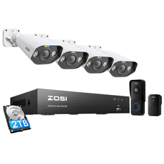 C182 4K 8CH PoE Security System + 2.5K Plug-in WiFi Video Doorbell