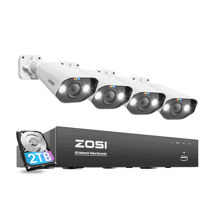 C182 5MP 8 Channel 4 Camera PoE Camera System + 2TB Hard Drive Zosi