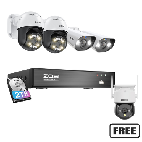C296/C182 5MP PT & Bullet Camera System + 4K 8CH PoE NVR