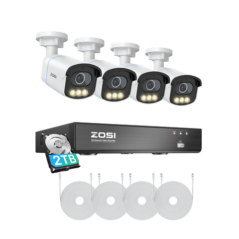 C186A 4K 8 Channel Security Camera System with Full-Color Night + 2TB Hard Drive