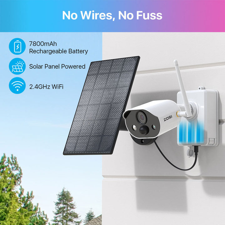 4 Pack C306 Pro 3MP Battery Spotlight Cameras + 4 Pack Solar Panels Zosi