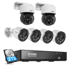 C180 & C290M 4K PoE Security Camera System + 4K 8CH PoE NVR + 2TB Hard Drive