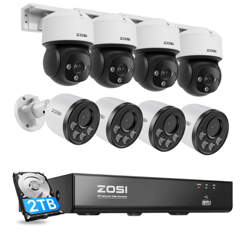 C180 & C290M 4K PoE Security Camera System + 4K 8CH PoE NVR + 2TB Hard Drive