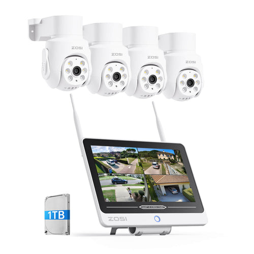 C280 5MP 8CH Wi-Fi 6 PT Security Camera System + 12 Inch LCD Monitor