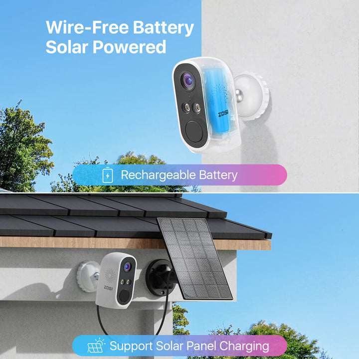 C1 Pro 3MP Wireless Security Camera with Solar Panel + Max 128GB Local Storage Zosi