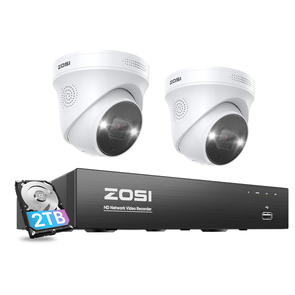 C225 5MP PoE 2 Cameras System + 2TB Hard Drive Zosi