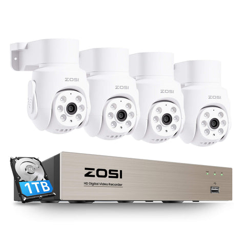 C280 2MP 8CH Pan Tilt Security Camera System + One Way Audio +  1TB HDD