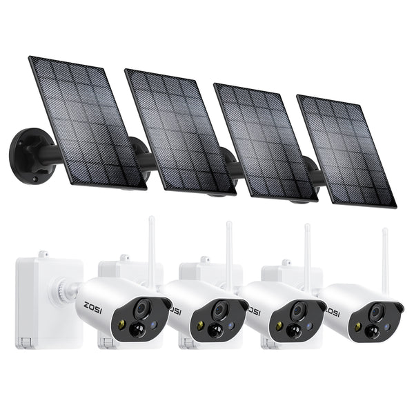4 Pack C306 Pro 3MP Wireless Spotlight Cameras + 4 Pack Solar Panels