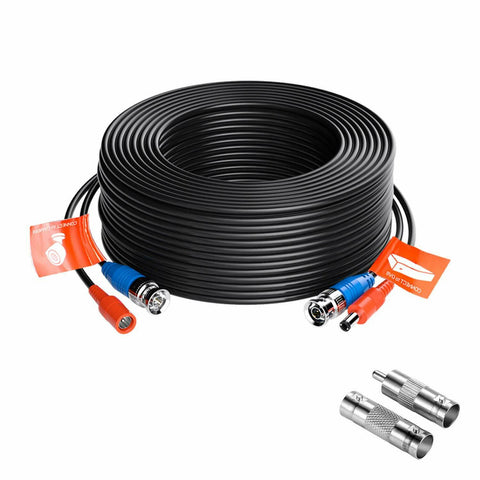 30M 100ft Video & Power 2 in 1  Cables, BNC Extension Cable