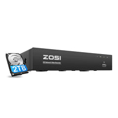 4K 8 Channel Network Video Recorder PoE NVR + 2TB Hard Drive (ZR08HN) Zosi