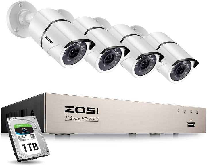 ZOSI 5MP PoE Video Surveillance System,H.265+ 8 Channel 5MP NVR Security System, 5MP HD Outdoor Indoor 120ft Night Vision PoE IP Cameras, 24/7 Recording(Refurbished) Zosi