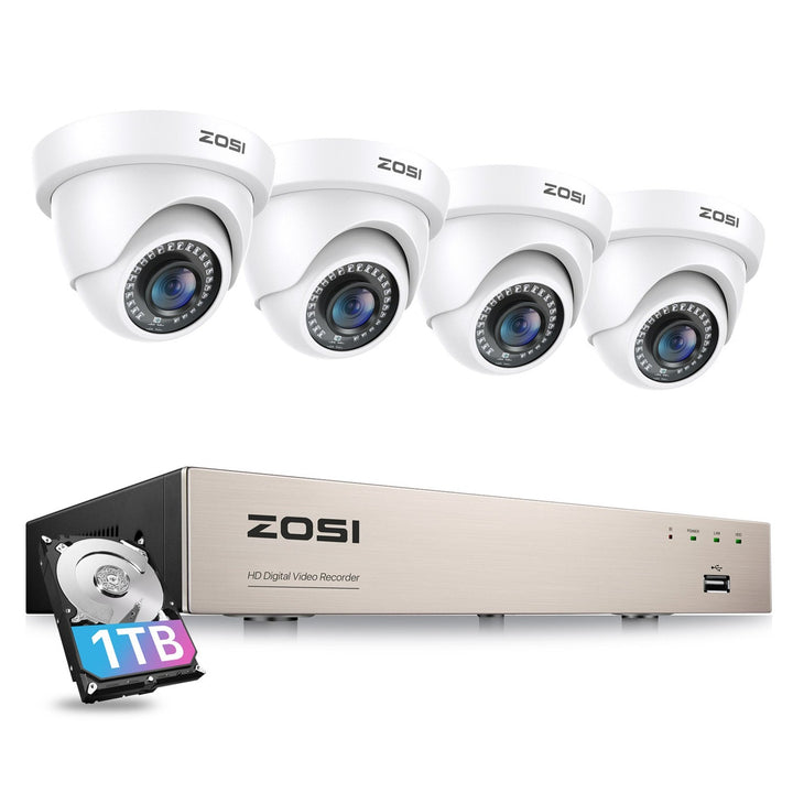 C419 2MP 8 Channel Analog Security System + Optional 2TB Hard Drive Zosi