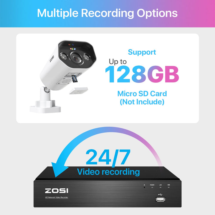 C182 5MP PoE IP Security Camera + Optional Cloud/Local Storage Zosi