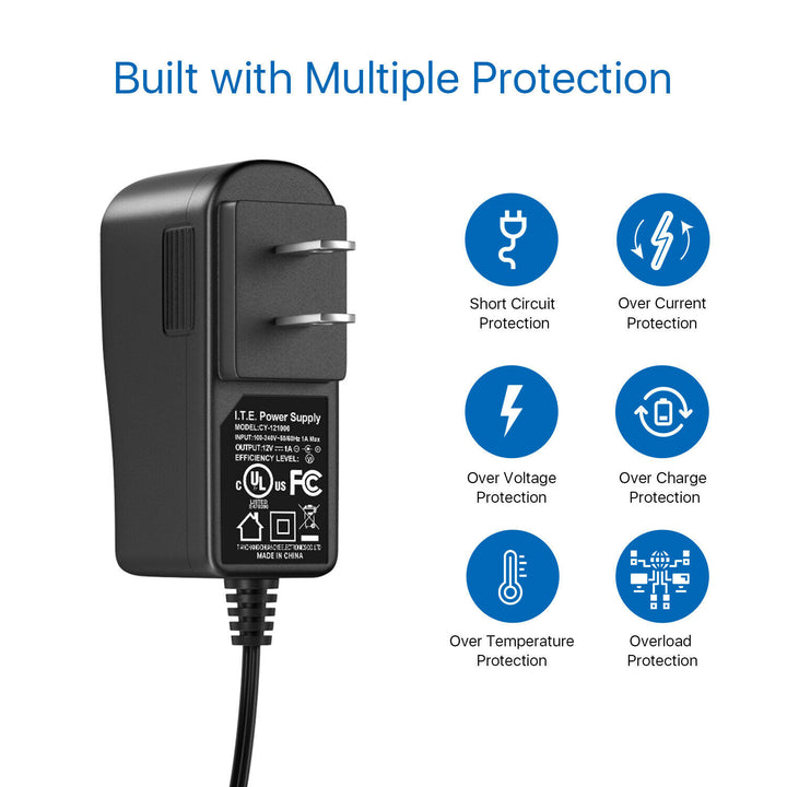 12V 1A /2A /3A Power Adapter, AC 100-240V to DC 12 Volt Transformer, 1 Meter 3.28 Feet Cord Zosi