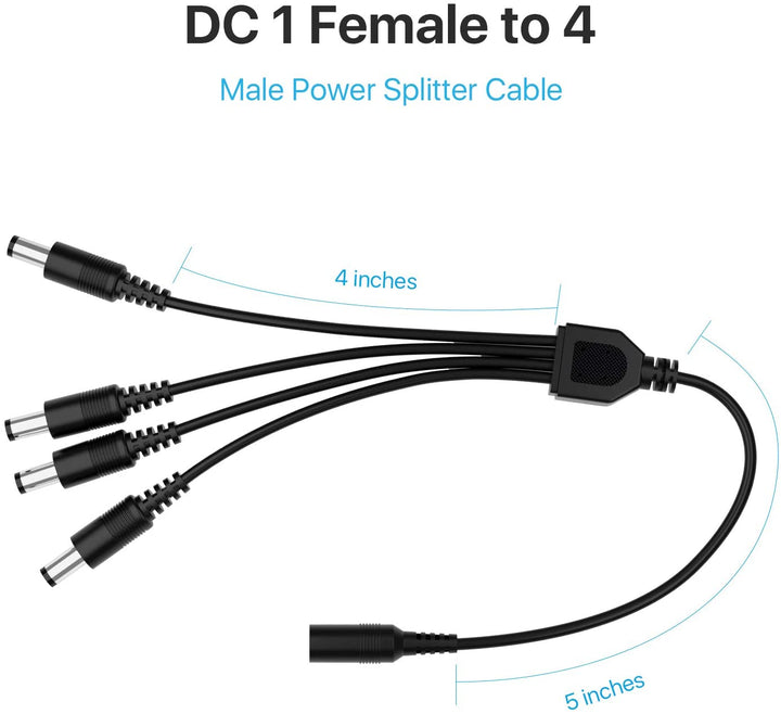 DC 1 to 4 Power Splitter Cord, DC 1 to 8 Power Splitter Cord, Y Adapter Zosi